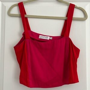 Petal & Pup Matching Pink and Red Crop Top